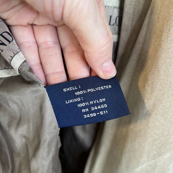 London Fog Hooded Lightweight Suede-Like Zip Up Neutral Jacket Lined Size XL - Picture 13 of 14